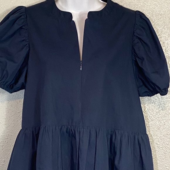 Elegant Navy Puff Sleeve Mini Dress - Picture 4 of 7